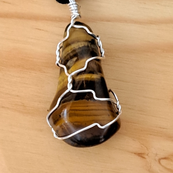 Polished Tigers Eye Gemstone Wire Wrapped - Picture 3 of 8